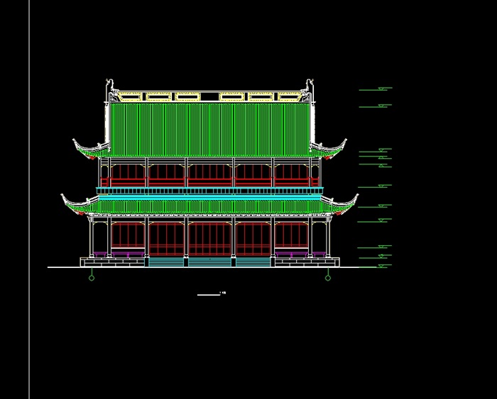 仿古寺庙建筑设计cad方案图