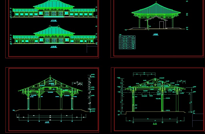 某古典中式寺庙cad平立面施工图(2)