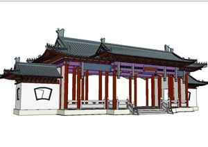 中式古建大门及家具素材设计SU(草图大师)模型