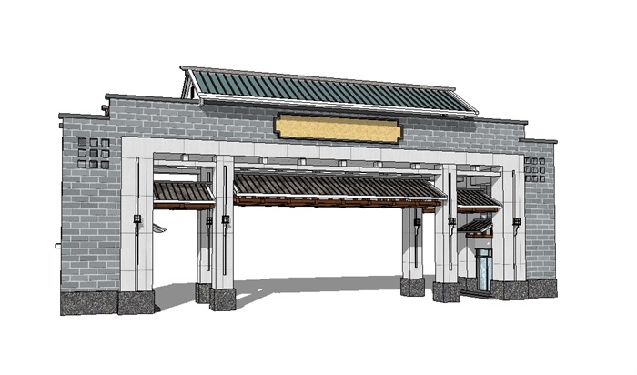 中式古建大门及家具素材设计su模型(4)