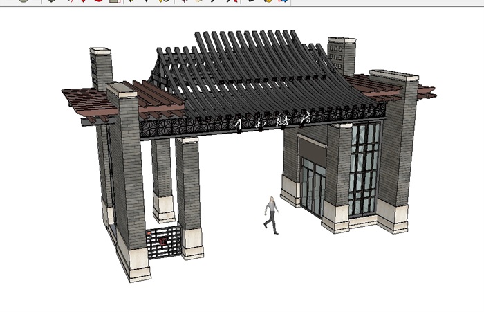 中式古建大门及家具素材设计su模型(6)