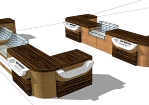 现代风格食品柜及服务台SU(草图大师)模型