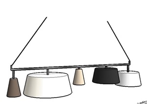 现代简约餐厅吊灯SU(草图大师)简洁模型