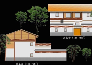 云南藏民居住宅建筑cad方案图