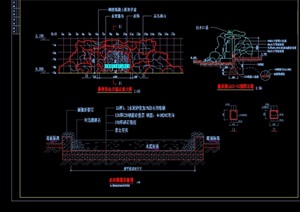 现代叠泉假山及弧形小桥cad施工图