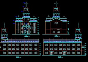 欧式三层教堂建筑设计cad施工图