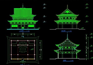 古典中式宝轮寺保护建筑cad方案