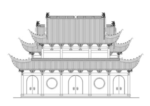 中式戏台、祠堂建筑施工图