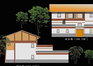 云南藏民居建筑设计cad施工图带效果图