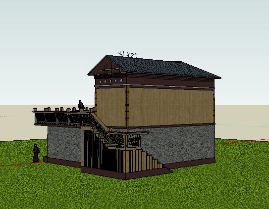 藏式风格别墅建筑设计su模型(3)