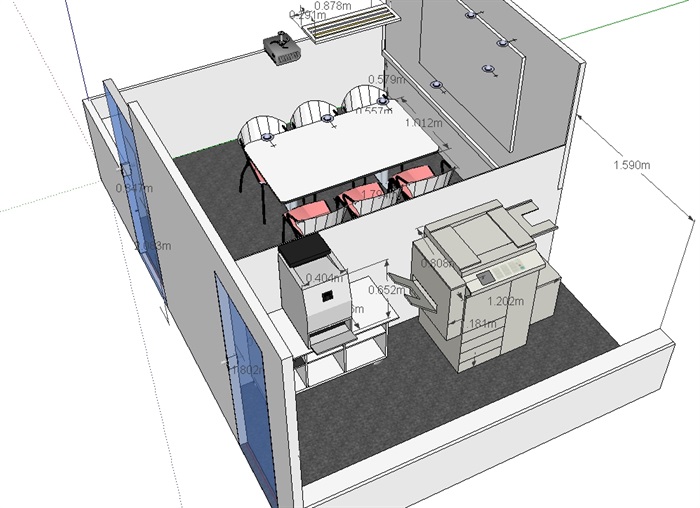 现代小办公空间设计su模型(3)