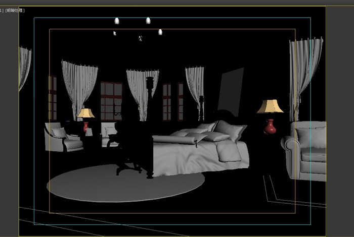 某欧式卧室空间装饰3d模型(2)