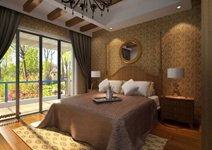 某现代卧室详细空间设计3d模型