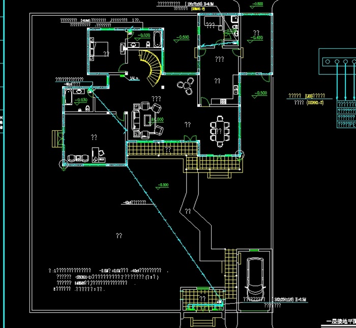 二层别墅建筑结构水电cad施工图(1)