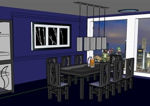 某住宅空间餐饮空间设计SU(草图大师)模型