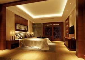现代完整的卧室空间装饰设计3d模型