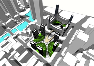 某昊天项目办公大厦楼设计SU(草图大师)模型