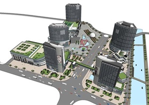 现代东地块商业办公楼详细设计SU(草图大师)模型