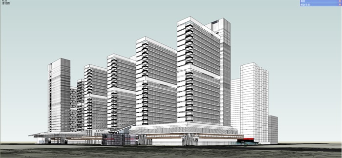 CBD中央办公区商业区与居住区总体建筑su模型