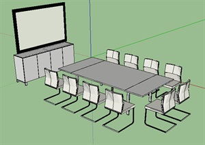 某室内办公桌椅组合SU(草图大师)模型