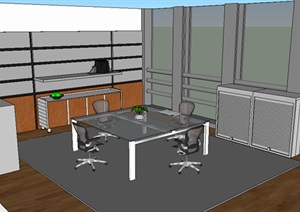 办公室办公桌椅组合设计SU(草图大师)模型