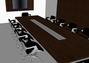 某会议室详细桌椅SU(草图大师)模型