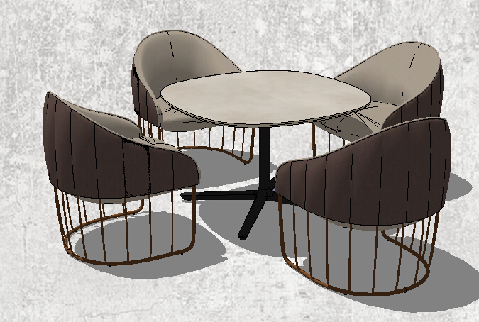 某四人桌椅组合设计su模型