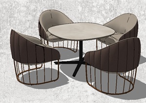 某四人桌椅组合设计SU(草图大师)模型