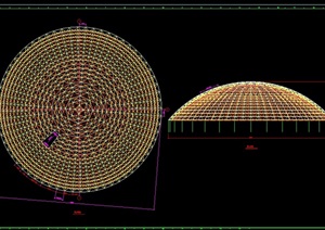 大跨度球壳网架cad方案