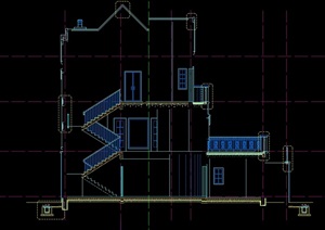 某别墅多层剖面建筑CAD图