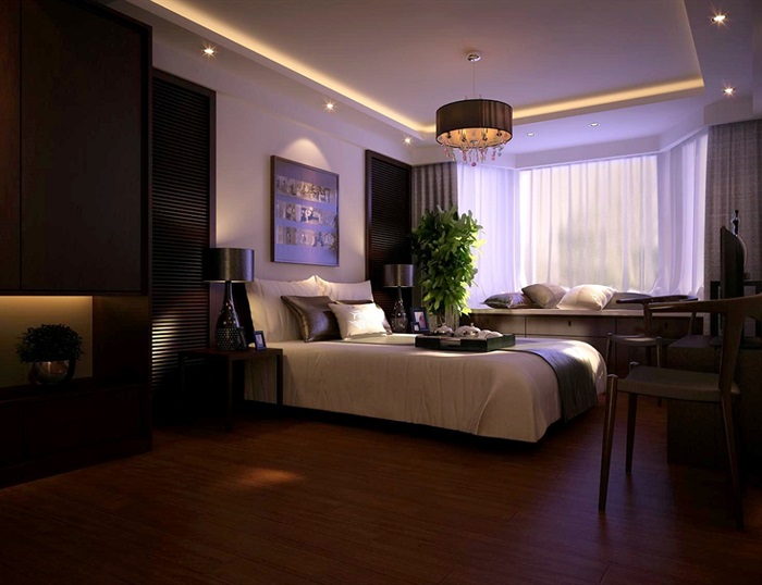 现代卧室空间装饰设计3d模型(1)