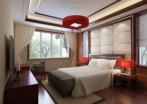卧室空间详细完整设计3d模型