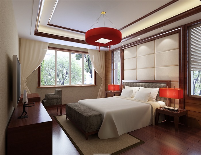 卧室空间详细完整设计3d模型(1)