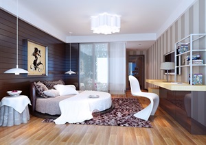 现代完整经典的卧室空间设计3d模型