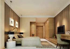 现代详细完整的卧室空间设计3d模型