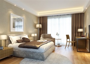 现代室内卧室空间装修详细设计3d模型