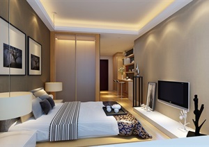现代卧室装饰空间设计3d模型