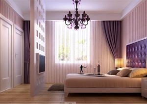 现代完整的住宅卧室装饰3d模型