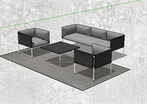 现代室内空间沙发茶几设计SU(草图大师)模型