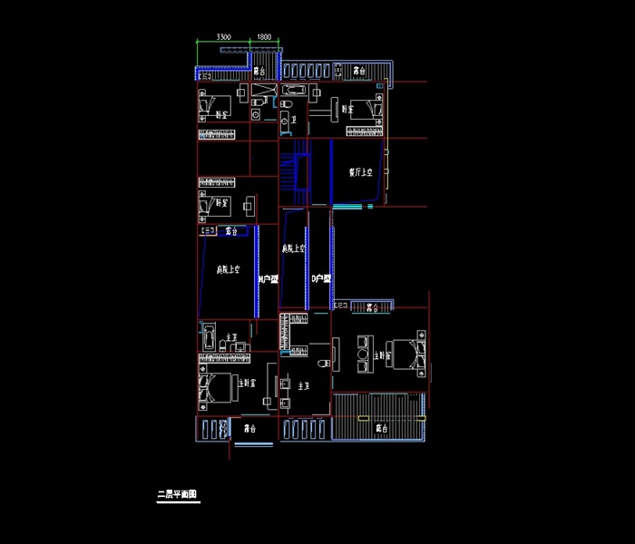 联排多层别墅设计cad方案图(1)