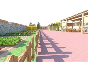 新疆乡村农家乐建筑及景观设计SU(草图大师)模型