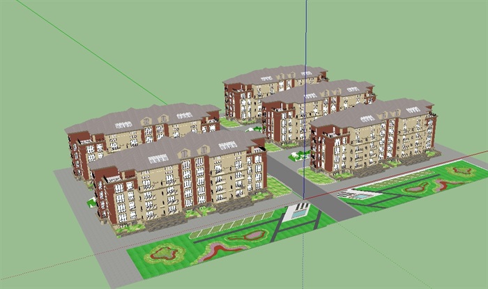 某欧式小区公寓楼区建筑设计su模型(3)