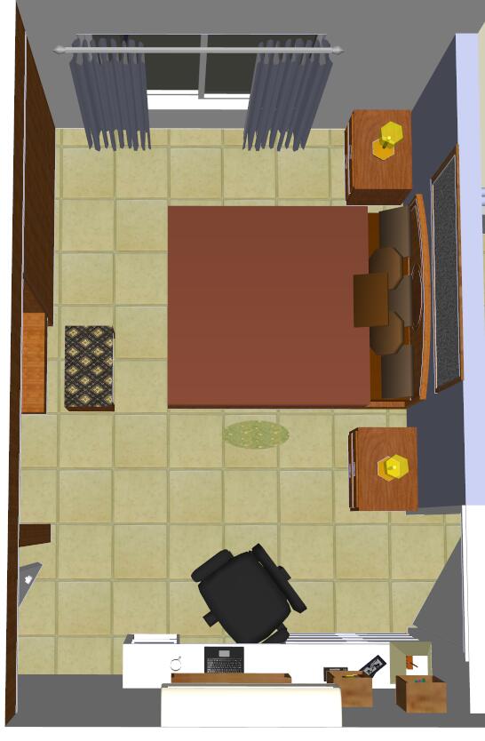 中式风格卧室及卫生间设计su模型