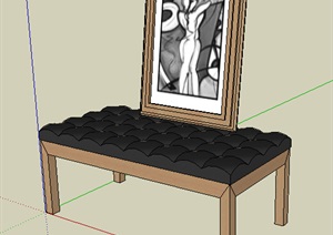 沙发凳及装饰画SU(草图大师)模型