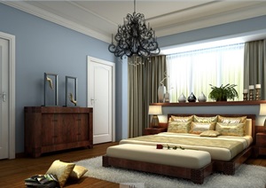 中式家装卧室设计3dmax模型