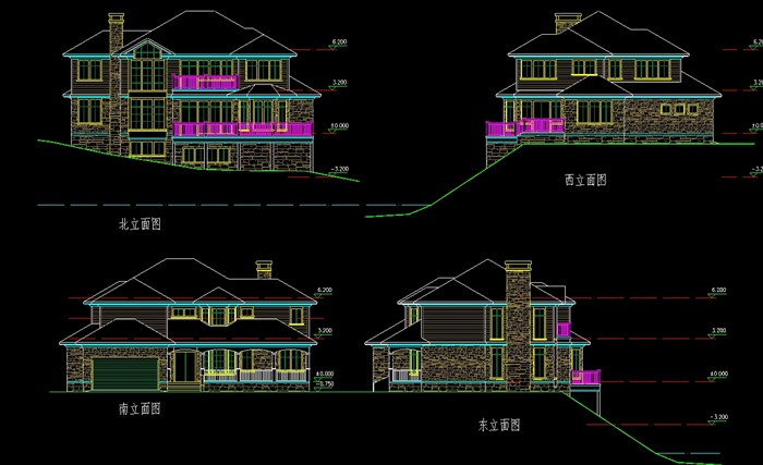 二层别墅详细建筑设计cad方案(2)