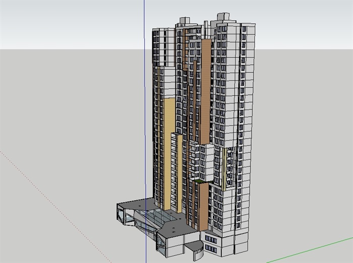 高层商业住宅建筑设计su模型含cad图及ps图(4)