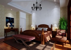详细完整的卧室空间设计3d模型