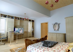 某现代住宅室内卧室空间装饰设计3d模型