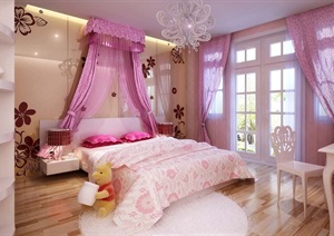 女儿房卧室空间设计3d模型